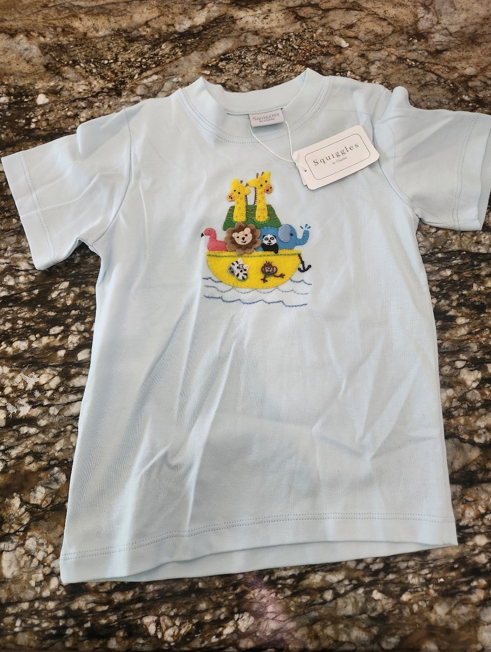 Squiggles Light Blue Short-Sleeve Kids Noah's Ark Tee